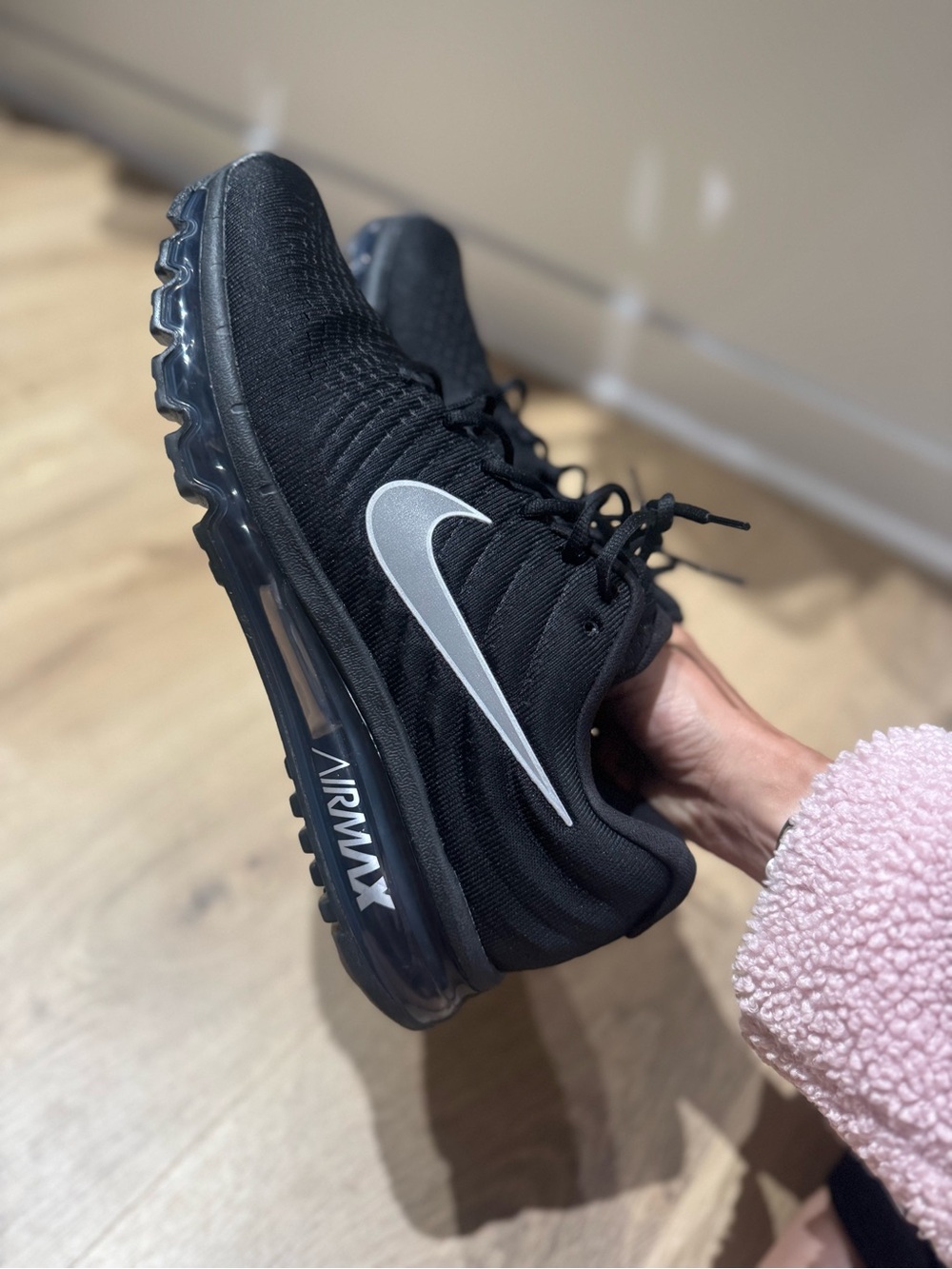 Nike Black and Silver Air Max Shoe